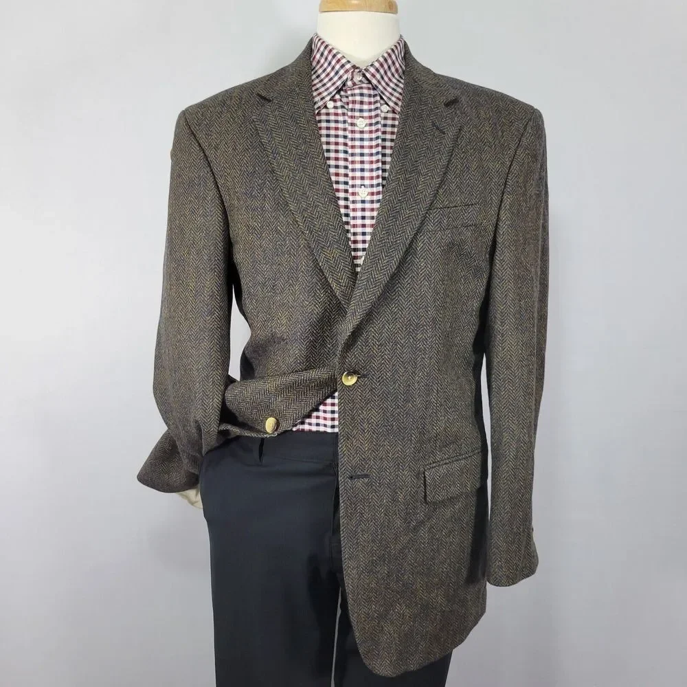 Nautica Men's Tweed Sport Coat Blazer Two Button Herringbone Wool Sz‎ 40L